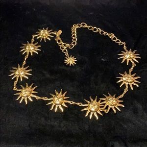 Celestial Sun Gold Tone Chain Link Belt